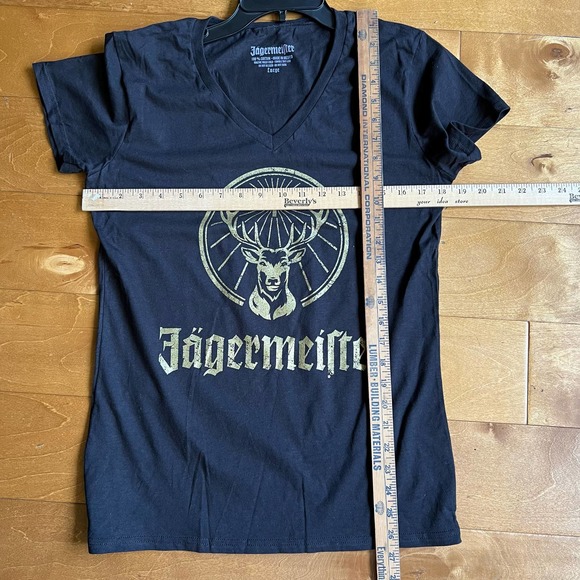 New! Jager Jagermeister Large V-neck women’s T-shirt black gold - Picture 7 of 7